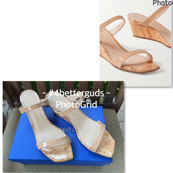 NEW Stuart Weitzman Aleena 50 Two Band Wedge Patent Leather Cork Sandal 10B 40.5 - Picture 15 of 16